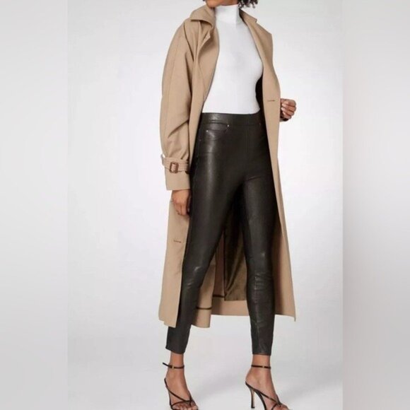 SPANX Women’s Faux Leather Like Ankle Skinny Pants 20282Q Black PETITE LARGE‎ - Picture 1 of 16